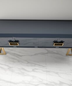 Gray Design Sideboard Buffet with polished brass legs, luxury furniture, storage, living room, interior design, high gloss, made in Germany