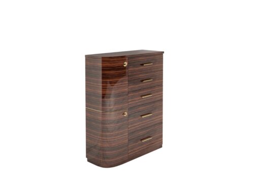 Design Macassar Drawer Commode with Brass Handles, Luxury furniture, high gloss, wood veneer, interior design, customizable