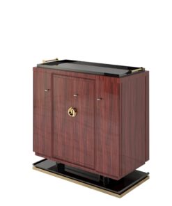 Palisander Commode or Sideboard with Polished Brass Handles, Interior design, luxury furniture, piano lacquer, unique grain