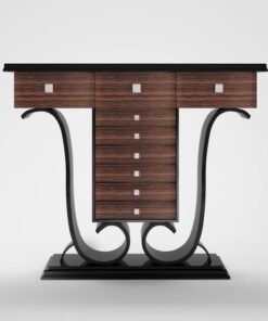 glossy, art, deco, design, style, style, makassar, wood, piano lacquer, chrome, floral, reproduction, living room, warm, console, console table