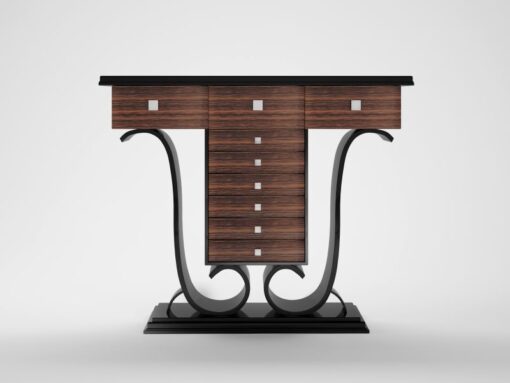 glossy, art, deco, design, style, style, makassar, wood, piano lacquer, chrome, floral, reproduction, living room, warm, console, console table