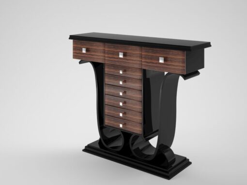 glossy, art, deco, design, style, style, makassar, wood, piano lacquer, chrome, floral, reproduction, living room, warm, console, console table