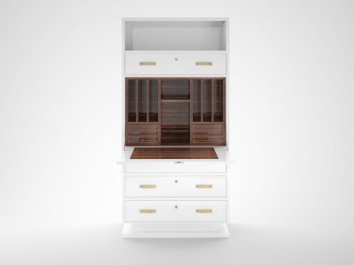 macassar, wood, high, secretary, cabinet, design, white, paint, painted, old, new, art, deco, design, style, style, replica