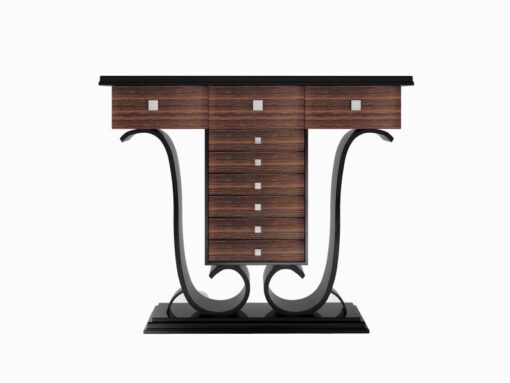 glossy, art, deco, design, style, style, makassar, wood, piano lacquer, chrome, floral, reproduction, living room, warm, console, console table