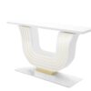 white, curved, design, replica, brass, art, deco, style, console, console table, applique, piano lacquer, living, room, elegant