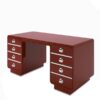 red, design, desk, chrome, accents, glossy, customizable, changeable, art, deco, style, style, reproduction, fire red, bureau