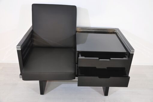 Pair of Art Deco Design Armchairs with Chromebars and Drawers, custom furniture, design furniture, interior design, luxury items, leather