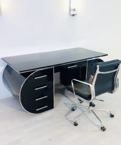 Free floating design desk, hand polished finish, custom desks, interior design, project furniture, chrome details, luxury items