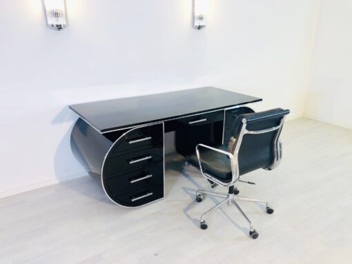 Free floating design desk, hand polished finish, custom desks, interior design, project furniture, chrome details, luxury items