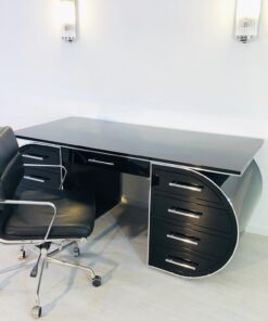 Free floating design desk, hand polished finish, custom desks, interior design, project furniture, chrome details, luxury items