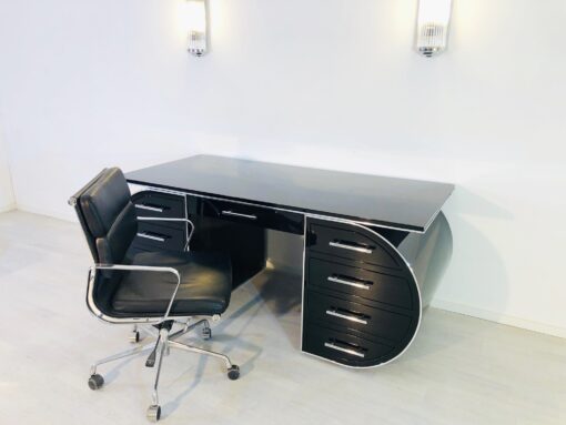 Free floating design desk, hand polished finish, custom desks, interior design, project furniture, chrome details, luxury items