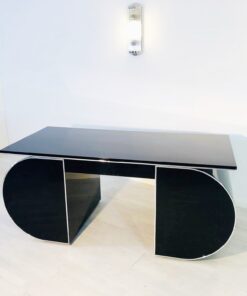 Free floating design desk, hand polished finish, custom desks, interior design, project furniture, chrome details, luxury items