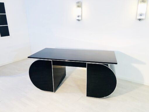 Free floating design desk, hand polished finish, custom desks, interior design, project furniture, chrome details, luxury items