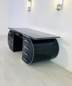 Free floating design desk, hand polished finish, custom desks, interior design, project furniture, chrome details, luxury items