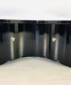 Curved Art Deco Commode in High Gloss Black, modern art deco furniture, interior design, high gloss black furniture, restoration, luxury furniture