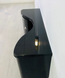 Curved Art Deco Commode in High Gloss Black, modern art deco furniture, interior design, high gloss black furniture, restoration, luxury furniture