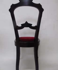 Baroque Finca Chair in Stained Black with New Red Upholstery, Original ANtique Furniture, redstoration, baroque era, antiques