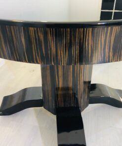 Round Art Deco Macassar and Piano Lacquer Coffee Table, antique side table, macassar wood, interior design, modern art deco furniture, luxury