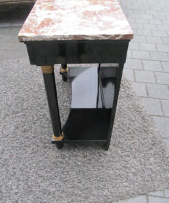 Empire Style Console Table in High Gloss Black with Red Marble Top, Empire Side Tabel, Original Empire, Antique Console Table