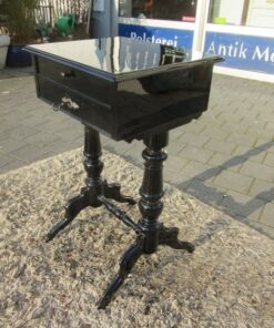 Black Lacquered Gründerzeit Sewing Table circa 1890, Grüberzeit Sidetable, Gründerzeit Furniture, Original Gründerzeit, Antique Sewing Table