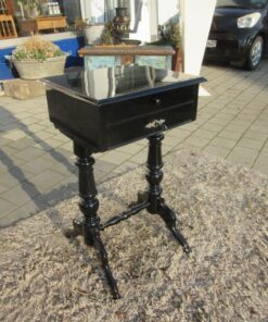 Black Lacquered Gründerzeit Sewing Table circa 1890, Grüberzeit Sidetable, Gründerzeit Furniture, Original Gründerzeit, Antique Sewing Table