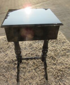 Black Lacquered Gründerzeit Sewing Table circa 1890, Grüberzeit Sidetable, Gründerzeit Furniture, Original Gründerzeit, Antique Sewing Table