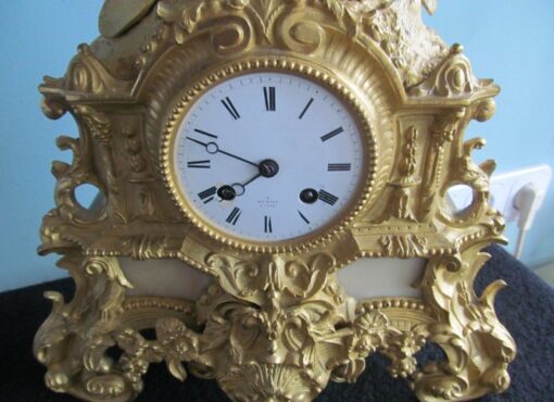 Henry Marc Mantel Clock from 1850, Henry Marc Mantel Design, Henry Marc Mantel Interior, Antique Clock, Gilt Clock, Bronze Clock