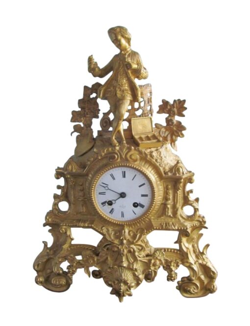 Henry Marc Mantel Clock from 1850, Henry Marc Mantel Design, Henry Marc Mantel Interior, Antique Clock, Gilt Clock, Bronze Clock