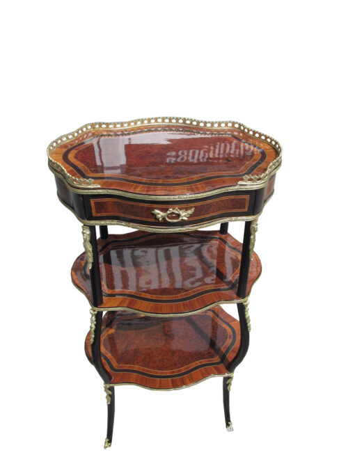 Napoleon III Style Side Table or Etagere Made of Walnut and Palisander, Napoleon Furniture, Brass Ornamentations, Palisander Wood