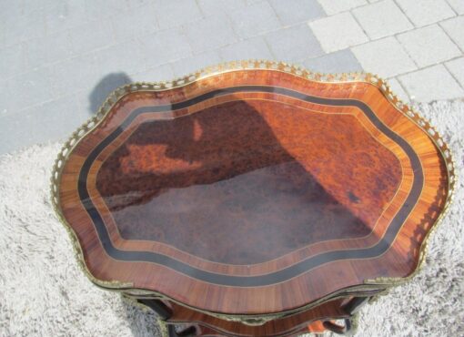 Napoleon III Style Side Table or Etagere Made of Walnut and Palisander, Napoleon Furniture, Brass Ornamentations, Palisander Wood