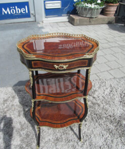 Napoleon III Style Side Table or Etagere Made of Walnut and Palisander, Napoleon Furniture, Brass Ornamentations, Palisander Wood