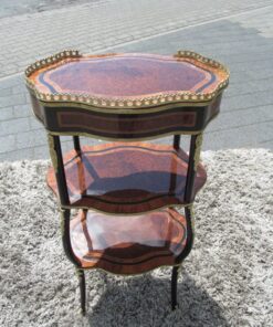 Napoleon III Style Side Table or Etagere Made of Walnut and Palisander, Napoleon Furniture, Brass Ornamentations, Palisander Wood