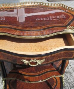 Napoleon III Style Side Table or Etagere Made of Walnut and Palisander, Napoleon Furniture, Brass Ornamentations, Palisander Wood