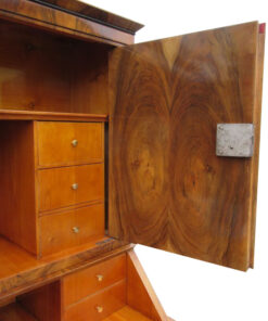 Brown Biedermeier Secretaire with Walnut Veneer, Biedermeier Secretary, Antique Secretary, Original Biedermeier Furniture