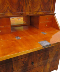 Brown Biedermeier Secretaire with Walnut Veneer, Biedermeier Secretary, Antique Secretary, Original Biedermeier Furniture