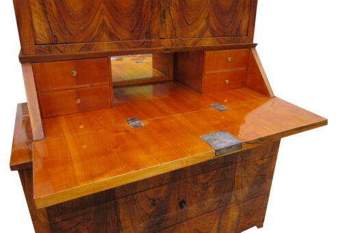 Brown Biedermeier Secretaire with Walnut Veneer, Biedermeier Secretary, Antique Secretary, Original Biedermeier Furniture