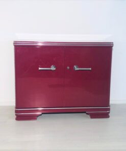 Original Art Deco Commode with a High Gloss Red Finish, Design Furniture, Art Deco Furniture, high gloss furniture, colorful commodes