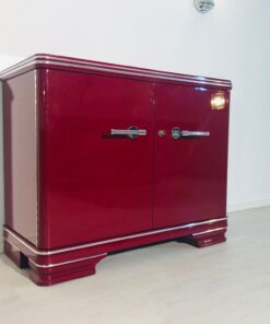 Original Art Deco Commode with a High Gloss Red Finish, Design Furniture, Art Deco Furniture, high gloss furniture, colorful commodes