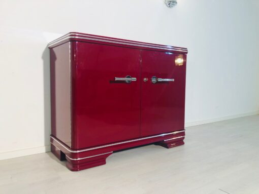 Original Art Deco Commode with a High Gloss Red Finish, Design Furniture, Art Deco Furniture, high gloss furniture, colorful commodes