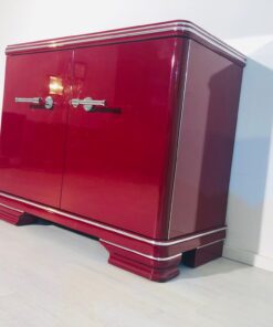 Original Art Deco Commode with a High Gloss Red Finish, Design Furniture, Art Deco Furniture, high gloss furniture, colorful commodes