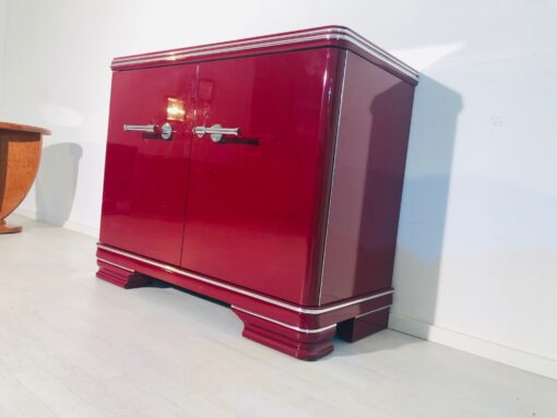 Original Art Deco Commode with a High Gloss Red Finish, Design Furniture, Art Deco Furniture, high gloss furniture, colorful commodes