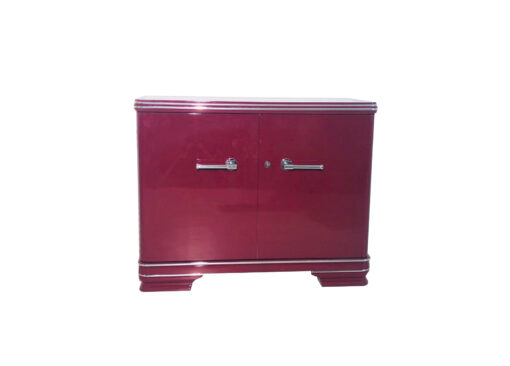 Original Art Deco Commode with a High Gloss Red Finish, Design Furniture, Art Deco Furniture, high gloss furniture, colorful commodes