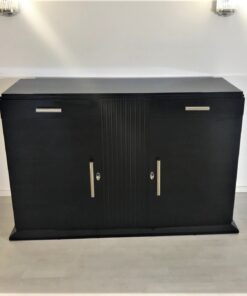 High Gloss Black Art Deco Commode - Chrome Handles, Art Deco Furniture, Art Deco Design, Piano Lacquer Finish, Original 1930s Item