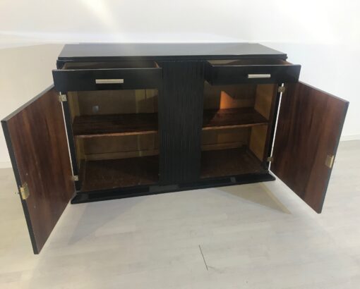 High Gloss Black Art Deco Commode - Chrome Handles, Art Deco Furniture, Art Deco Design, Piano Lacquer Finish, Original 1930s Item