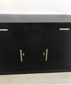 High Gloss Black Art Deco Commode - Chrome Handles, Art Deco Furniture, Art Deco Design, Piano Lacquer Finish, Original 1930s Item