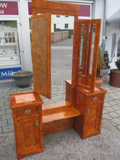 Art Deco Dressing Table made of Poplar Burl Wood around 1900 from France, Original Art Deco, Art Deco Dresser, Antique Dressing Table