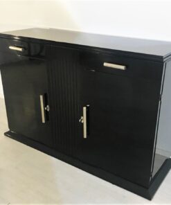 High Gloss Black Art Deco Commode - Chrome Handles, Art Deco Furniture, Art Deco Design, Piano Lacquer Finish, Original 1930s Item