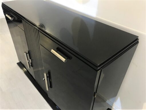 High Gloss Black Art Deco Commode - Chrome Handles, Art Deco Furniture, Art Deco Design, Piano Lacquer Finish, Original 1930s Item