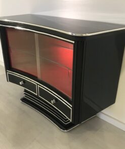 Art Deco Showcase or Bar 1920s from France, Art Deco Vitrine, Original Art Deco, Art Deco Furniture, Chrome Bands, Sliding Doors, Art Deco Display Cabinet