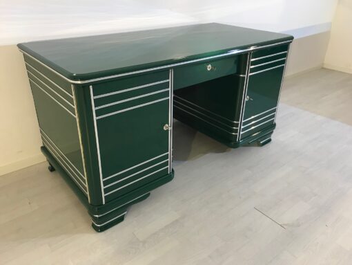 Art Deco Chrome Liner Desk made of Solid Wood, 1920 from France, Art Deco Furniture, Original Art Deco, Art Deco Writing Table